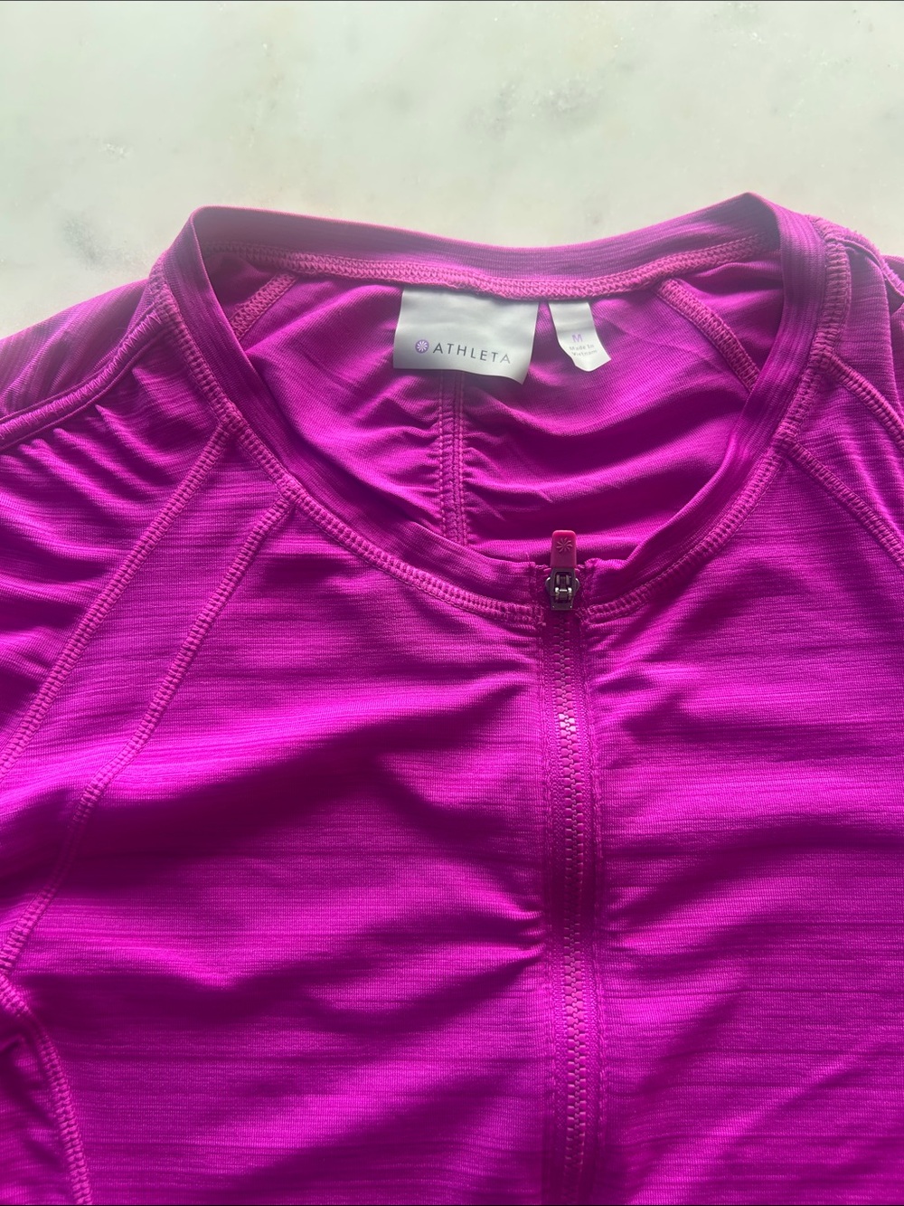 Athleta Magenta Zip-Front Performance Top